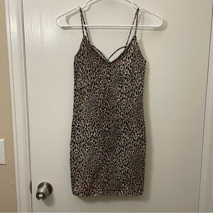 Forever 21 Y2K Leopard print Mini Dress Straps Size Small